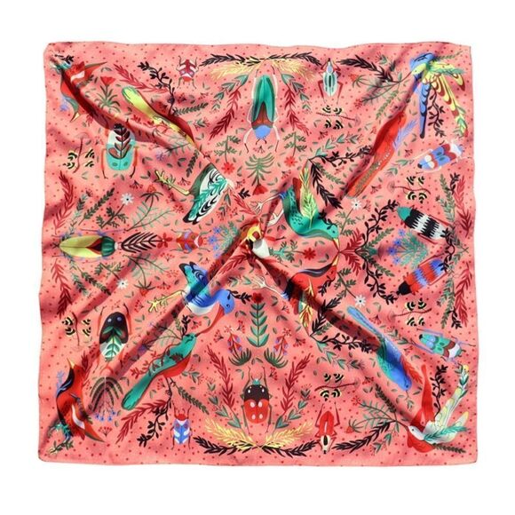 Fun Birds Floral Silky Scarf main image 2
